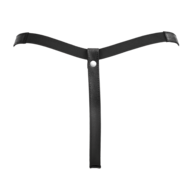 Rimba - Lederen Dames String met Open Kruis - Zwart - Maat L/XL