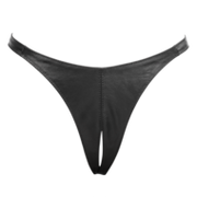Rimba - Lederen Dames String met Open Kruis - Zwart - Maat S/M