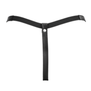 Rimba - Lederen Dames String met Open Kruis - Zwart - Maat S/M