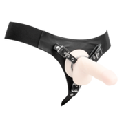 Rimba- Verstelbaar Lederen Strap-On Harnas - Zwart - Maat L/XL