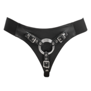Rimba- Verstelbaar Lederen Strap-On Harnas - Zwart - Maat S/M