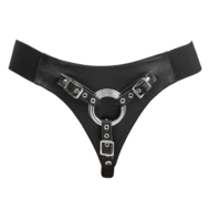 Rimba- Verstelbaar Lederen Strap-On Harnas - Zwart - Maat S/M