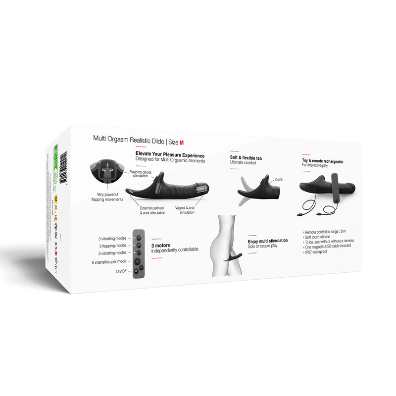 Strap-On-Me - Multi Orgasm Realistische Dildo - Strapless Strap-on met Flapper Technologie - Zwart