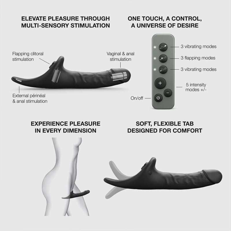 Strap-On-Me - Multi Orgasm Realistische Dildo - Strapless Strap-on met Flapper Technologie - Zwart