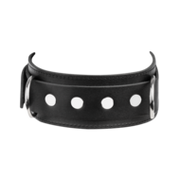 Rimba - Lederen Halsband met Dubbele D-ring - Zwart