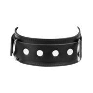 Rimba - Lederen Halsband met Dubbele D-ring - Zwart