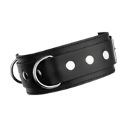 Rimba - Lederen Halsband met Dubbele D-ring - Zwart