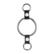 Rimba - Penisring met bevestigingsringen - Zilver & Zwart