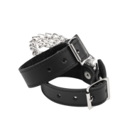 Rimba - Lederen Handboeien met Afneembare Ketting - Zwart/Zilver