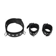 Rimba - Verstelbare Spreidstang met Halsband en Handboeien - Zwart/Zilver