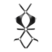 Rimba Bondage Play - Lederen Body Harnas met Cups - Zwart