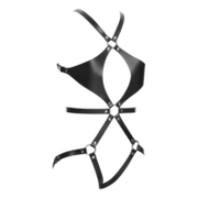 Rimba Bondage Play - Lederen Body Harnas met Cups - Zwart
