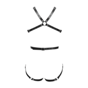 Rimba Bondage Play - Lederen Body Harnas met Cups - Zwart