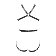 Rimba Bondage Play - Lederen Body Harnas met Cups - Zwart