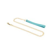 Liebe Seele - Siren's Cove - Lamslederen Collar met Leiband - Lichtblauw - Gouden Hardware