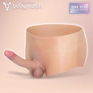 Bodymatch - Blayke - Bodysuit met Geïntegreerde Siliconen Penis - One Size - Lichte Huidskleur