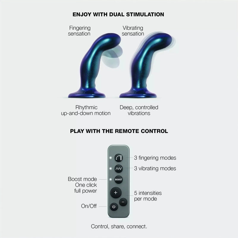 Strap-On-Me - Vibrerende Vingerende Dildo - Maat M - Blauw