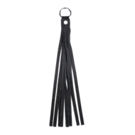 Rimba - Lederen Suède Halsband met Afneembare Flogger - Zwart