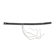 Rimba - Lederen Halsband met Metalen Kettingen - Zwart/Zilver