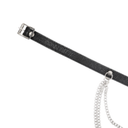 Rimba - Lederen Halsband met Metalen Kettingen - Zwart/Zilver
