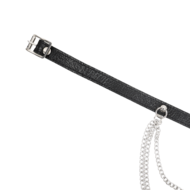 Rimba - Lederen Halsband met Metalen Kettingen - Zwart/Zilver