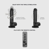 Strap-On-Me - Roterende & Vibrerende Realistische Dildo - Zwart
