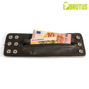 Brutus - Lederen Polsportemonnee met Rits - Zwart/Wit