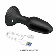 Pretty Love - Hubert - Vibrerende Buttplug - Anaal Vibrator - Met Wiebelend Tongetje - Zwart