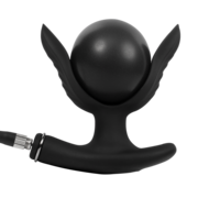 Rimba Electro Play - E-Stim Opblaasbare Anaal Plug - Bi-Polair - Zwart