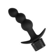 Rimba Electro Play - E-Stim Geribbelde Buttplug - Bi-Polair - Zwart