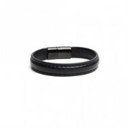 665 - Lederen Armband en Cockring - 2 in 1 - Zwarte Magnetische Sluiting