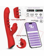 IY - Trixy - Driedubbele Kloppende Rabbit Vibrator met Likkende Tong - App Control - Rood