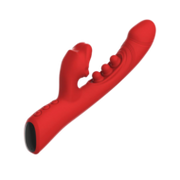 IY - Trixy - Driedubbele Kloppende Rabbit Vibrator met Likkende Tong - App Control - Rood