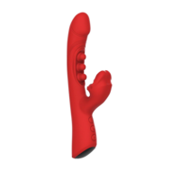 IY - Trixy - Driedubbele Kloppende Rabbit Vibrator met Likkende Tong - App Control - Rood