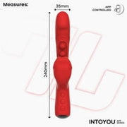 IY - Trixy - Driedubbele Kloppende Rabbit Vibrator met Likkende Tong - App Control - Rood