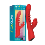 IY - Trixy - Driedubbele Kloppende Rabbit Vibrator met Likkende Tong - App Control - Rood