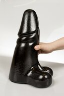 Dark Crystal - Dildo Met Balzak - 35 x 12 cm - Zwart