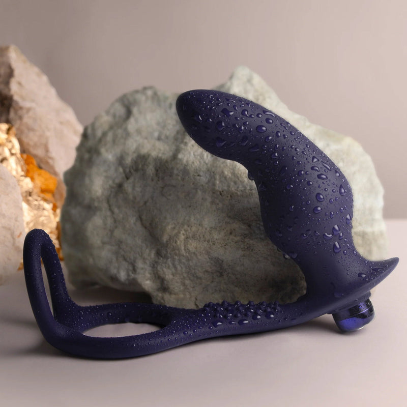 Rocks-Off - Nova Zenturian - Prostaatplug met penis- en testikelringen - Blauw