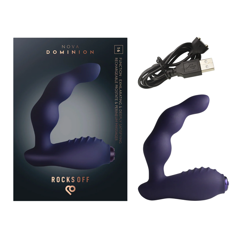 Rocks-Off - Nova Dominion - Gebogen prostaat- en perineumstimulator - Blauw