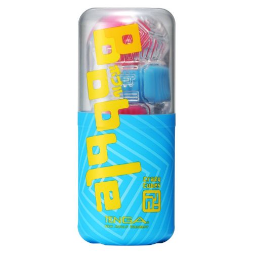 Tenga - Bobble Vacuum Cup Masturbator - Crazy Cubes - Transparant/Roze/Blauw