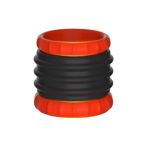 Kiotos - 2 in 1 Siliconen Cockring & Ball Stretcher - Zwart/Rood