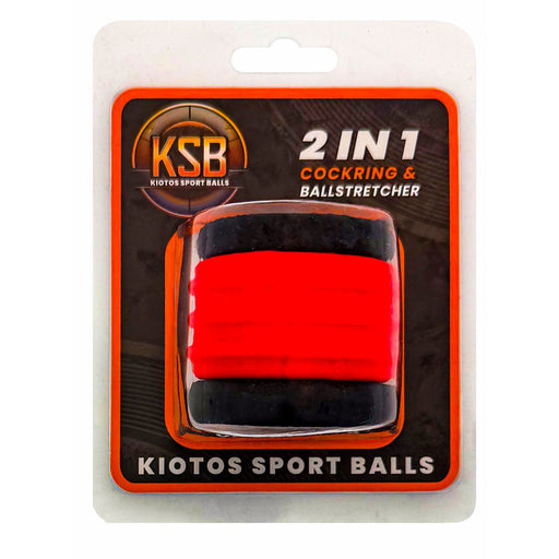 Kiotos - 2 in 1 Siliconen Cockring & Ball Stretcher - Rood/Zwart