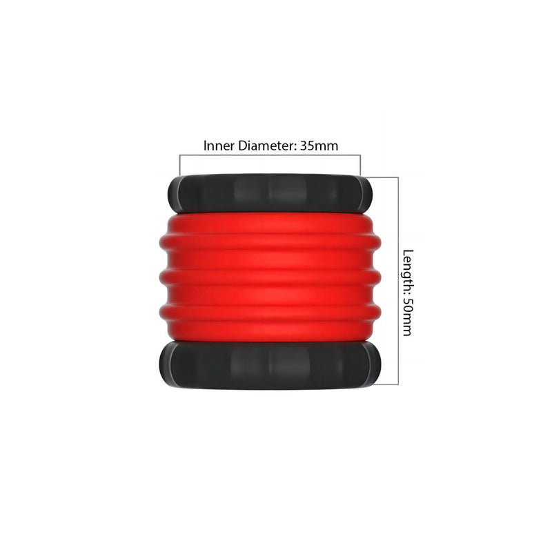 Kiotos - 2 in 1 Siliconen Cockring & Ball Stretcher - Rood/Zwart