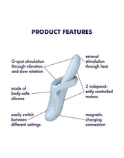 Satisfyer - Heat Flex 4 - Verwarmende Rabbit Vibrator - Lichtblauw