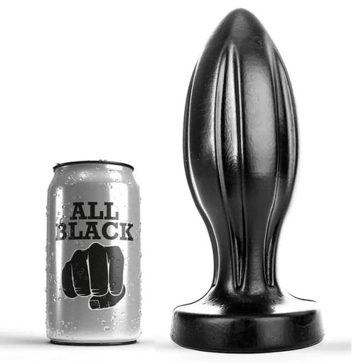 All Black - Grote Buttplug met Groeven - 21 cm - Zwart