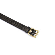 Liebe Seele - Crocodile Noir - Smalle Lederen Collar met Crocodile Print - Zwart-Erotiekvoordeel.nl
