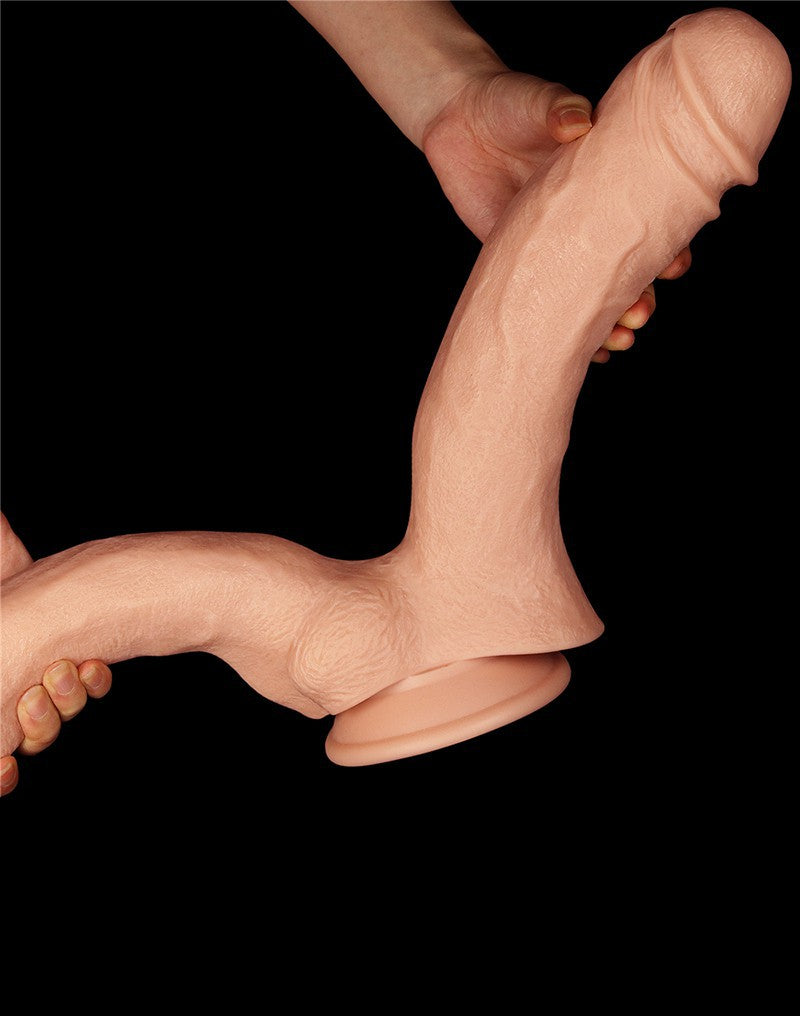 LoveToy - Realistische XXL Dubbele Penetratie Dildo 30 cm - Lichte Huidskleur