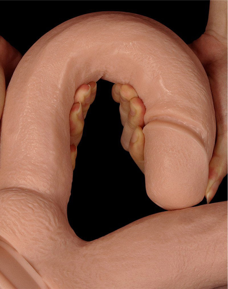 LoveToy - Realistische XXL Dubbele Penetratie Dildo 30 cm - Lichte Huidskleur