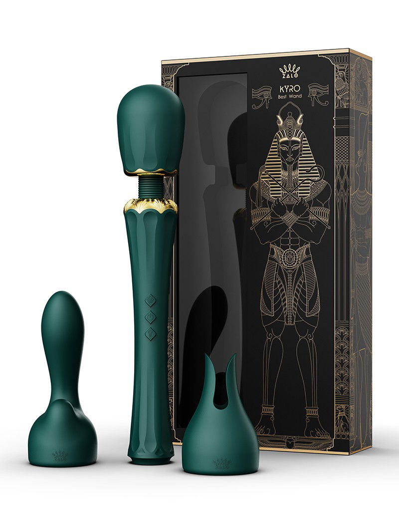 Zalo - Kyro - Wand Vibrator - Met 2 Opzetstukken - Smaragdgroen