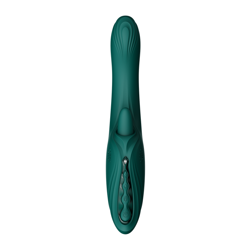 Zalo - Ares - Likkende G-Spot Rabbit Vibrator - Verwarmend - App Control - Smaragd Groen